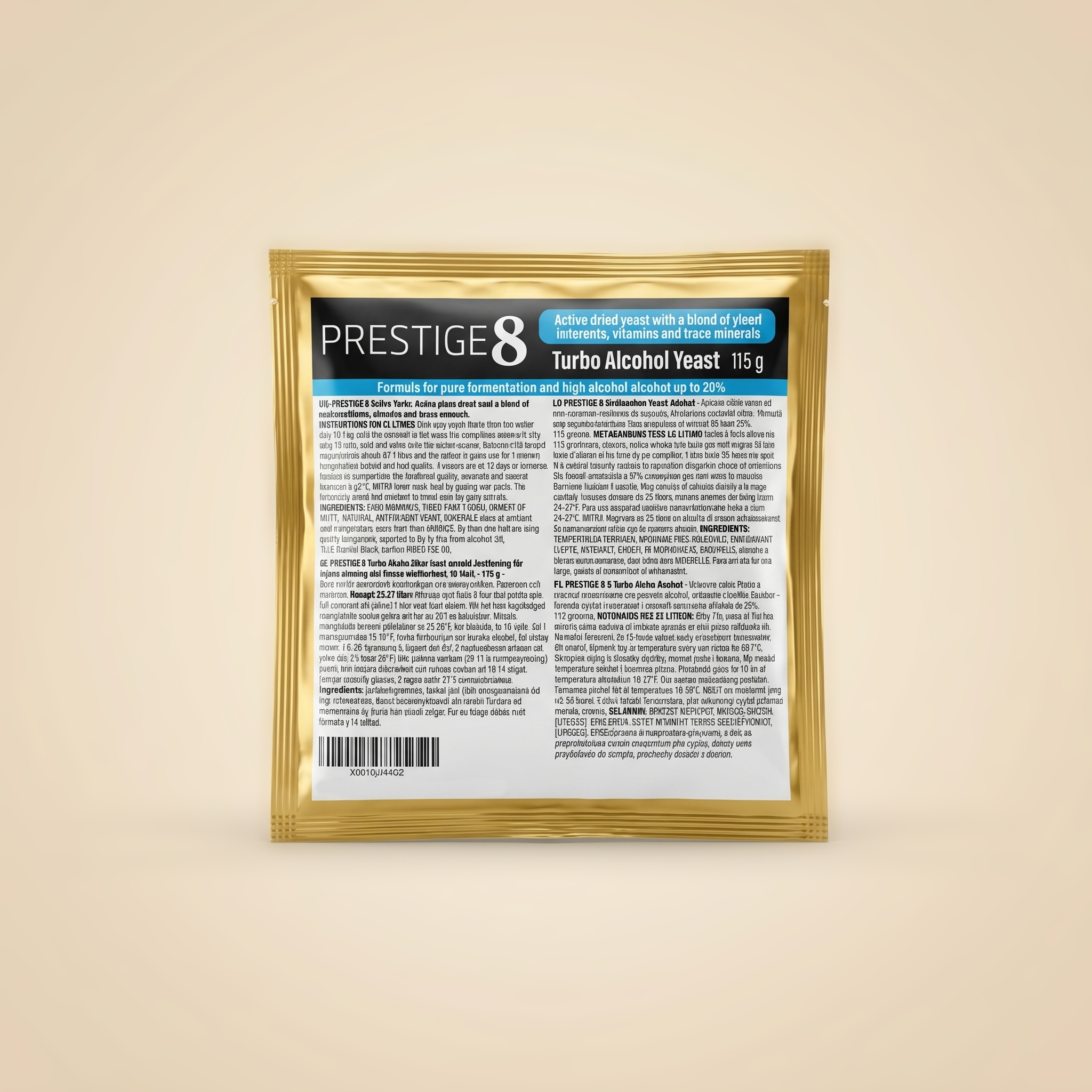 Turboyeast8kgPrestige Turbohefe 115 g für kontrollierte Gäransätze bis 20 %vol