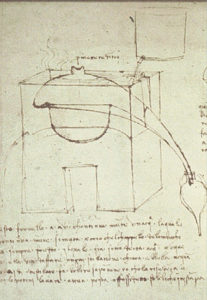 Historische Skizze zur Wasserdampfdestillation nach Leonardo da Vinci